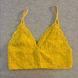 Zara Yellow Lace Crop Top